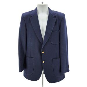 Vintage Johnny Carson Tailored For Joslins Navy Blue Sport Coat Blazer Mens 42